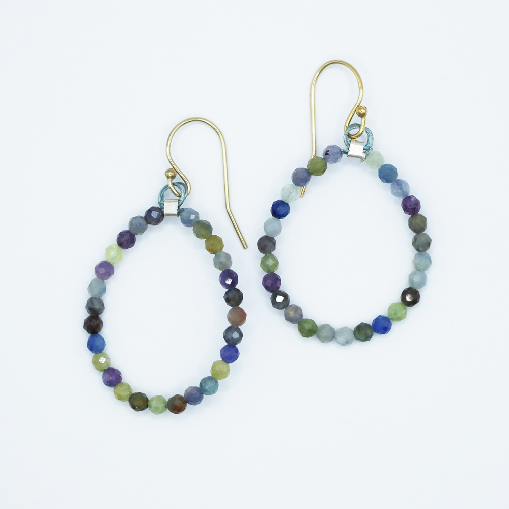 MOROKA Sapphire Beaded Small Loop Earrings