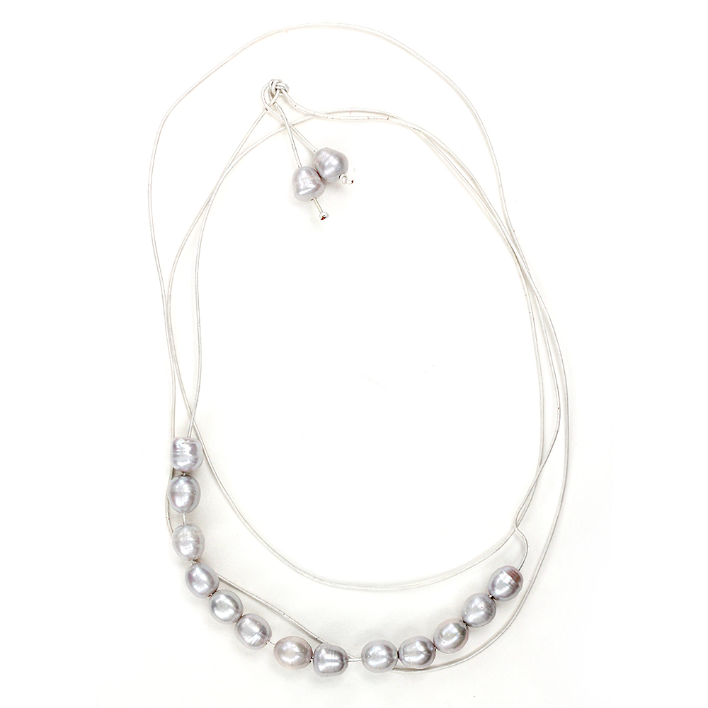 MOROKA Leather and Freshwater Pearl Necklace