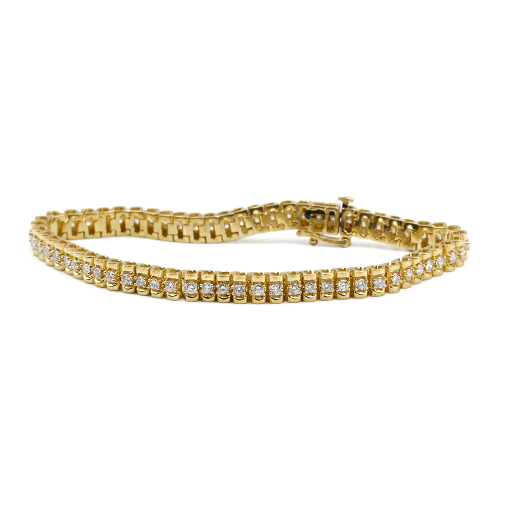 14K Yellow Gold Diamond Tennis Bracelet