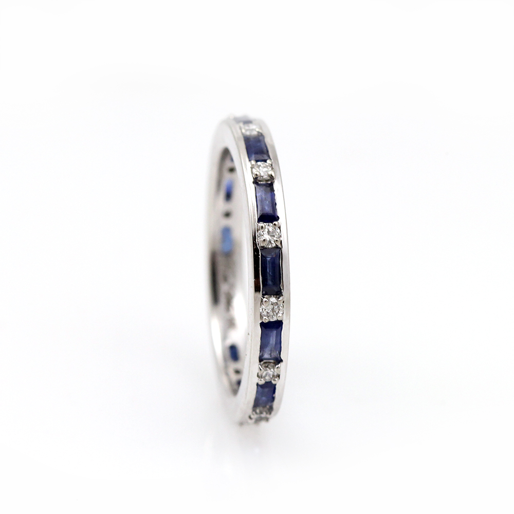 Arte*Vitta 14K White Gold Diamond and Sapphire Eternity Band