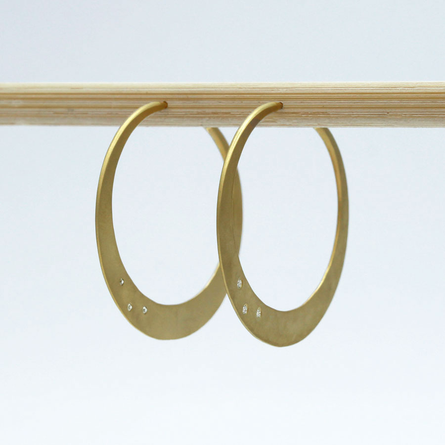 Toby Pomeroy Eco Gold and Diamond Twilight Eclipse Hoops