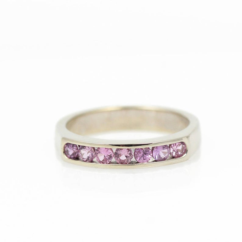 14K White Gold Pink Sapphire Ring