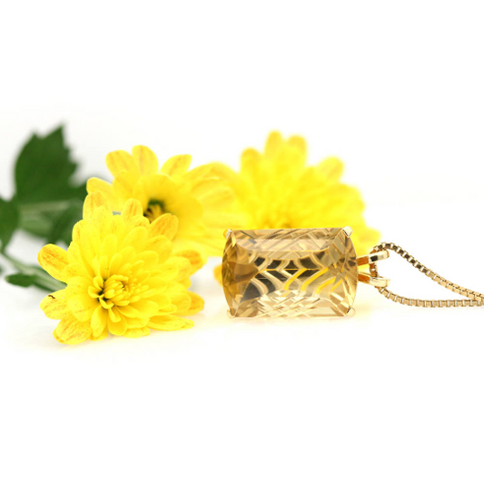 14K Yellow Gold Custom-Cut Citrine Pendant