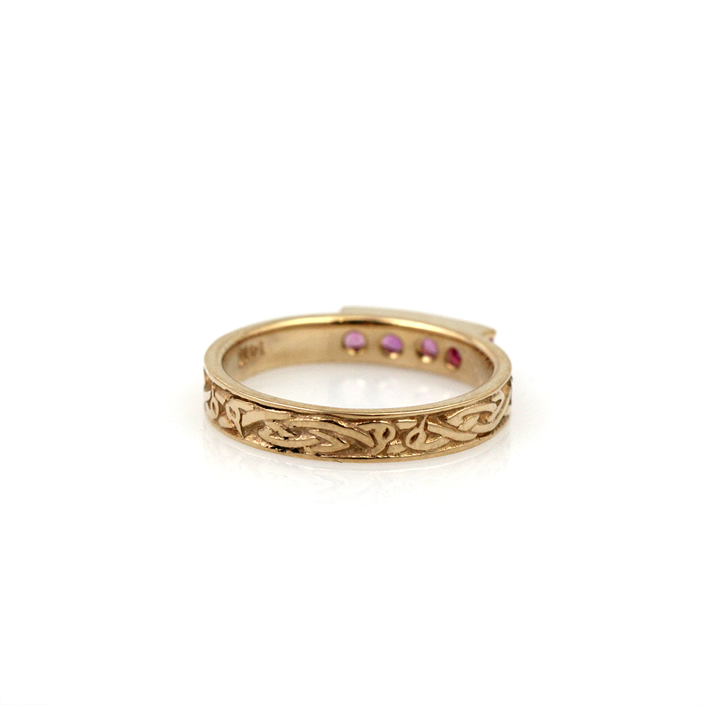 14K Yellow Gold Celtic Knotwork Sapphire Ring