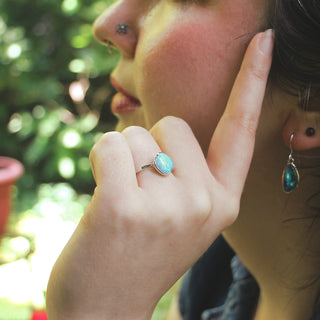 White Gold Opal Doublet Ring