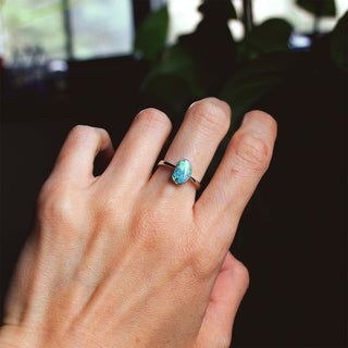 White Gold Opal Doublet Ring