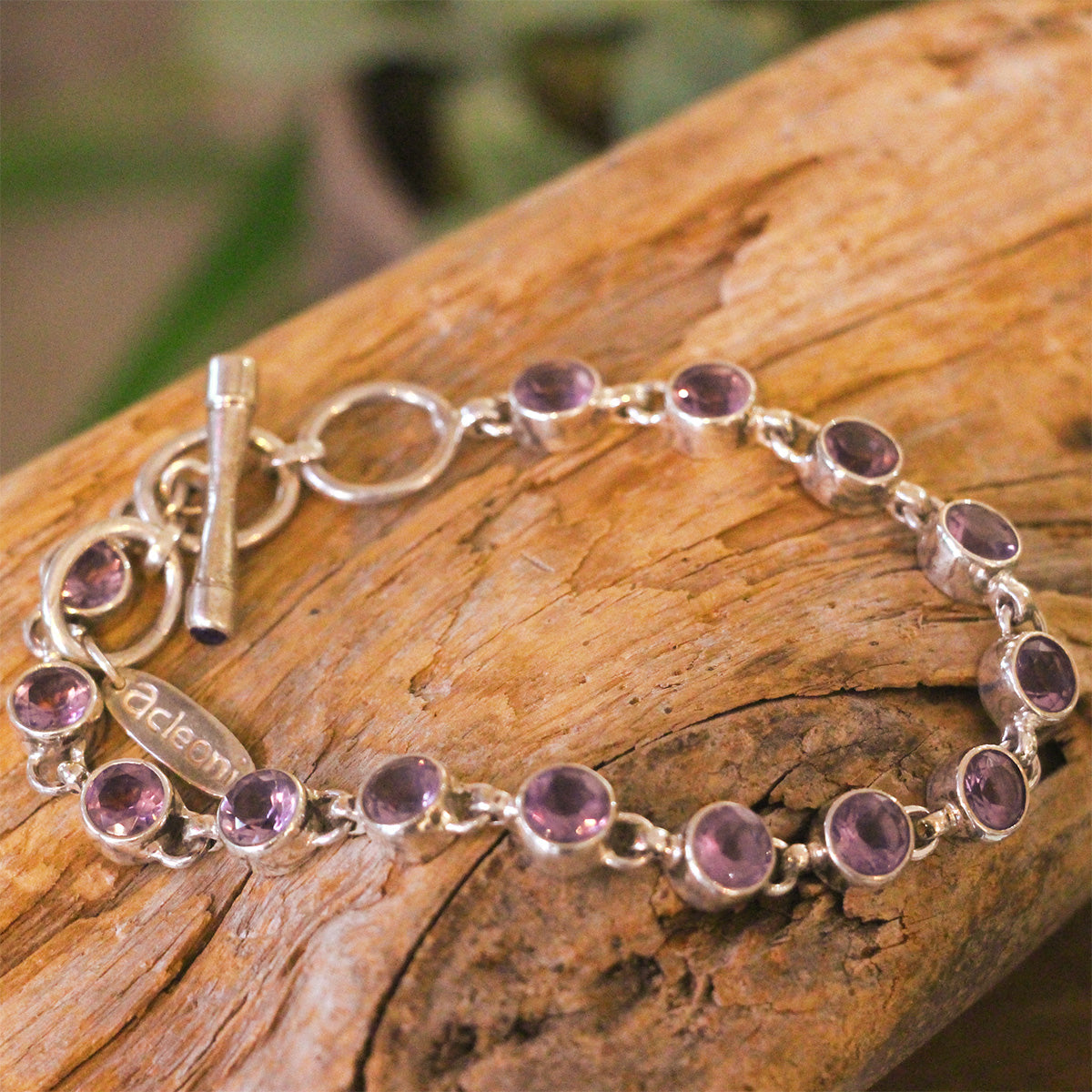 aCleoni Sterling Silver and Amethyst Adjustable Bracelet