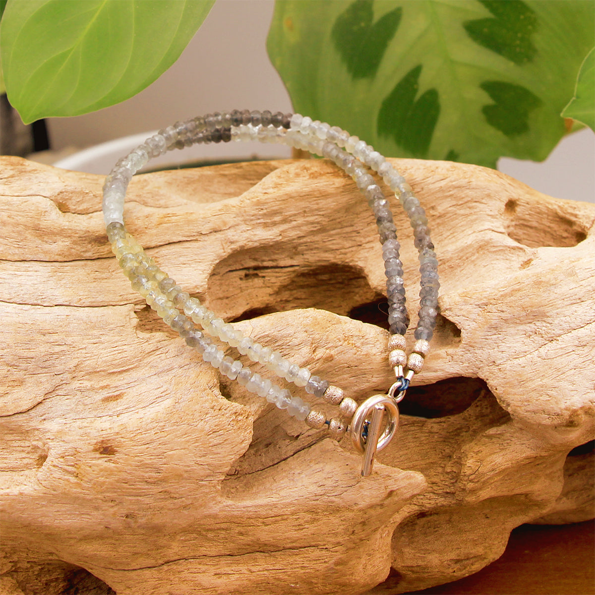 MOROKA Moss Agate and Aquamarine Double Strand Bracelet