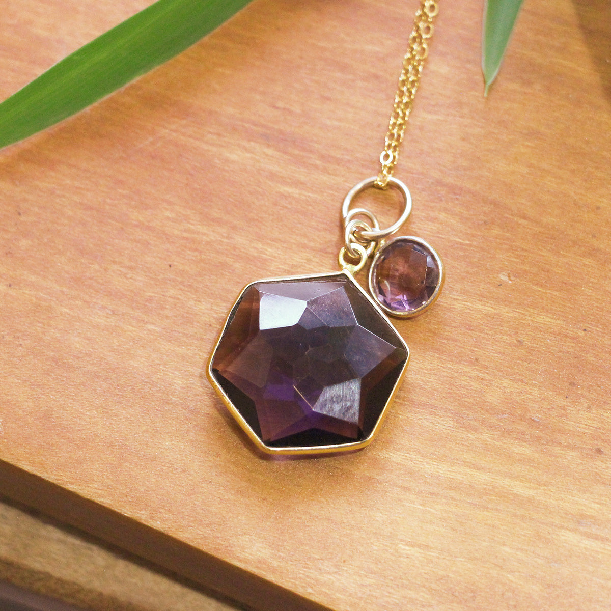 MOROKA Hexagon and Circle Amethyst Pendant