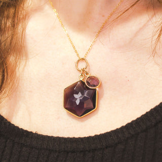 MOROKA Hexagon and Circle Amethyst Pendant