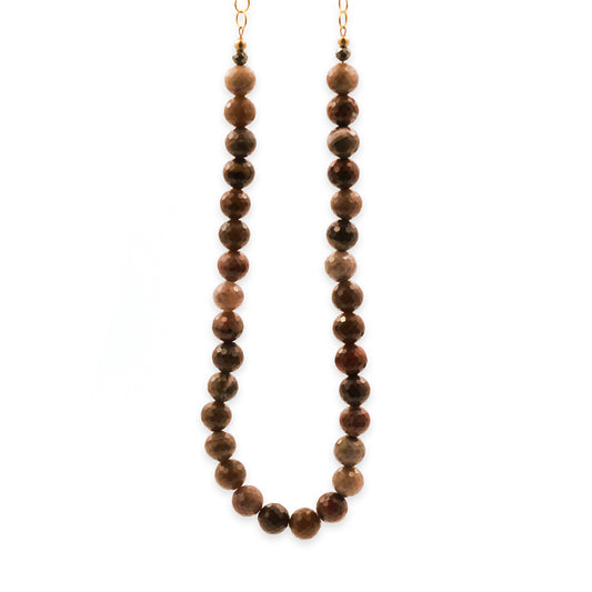 Huron Goldworks ‘50/50’ 14K Gold Fill, Pyrite, and Petrified Wood Necklace