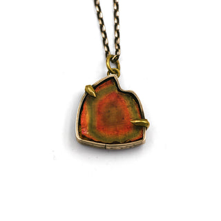 Susan Fauman Silver, 18K and 24K Gold Watermelon Tourmaline Necklace