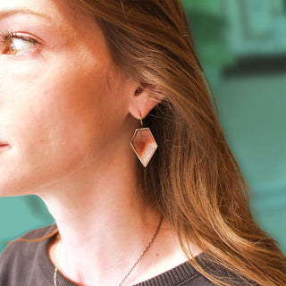 Susan Fauman Silver and 14K Yellow Gold Super Seven Geometric Earrings