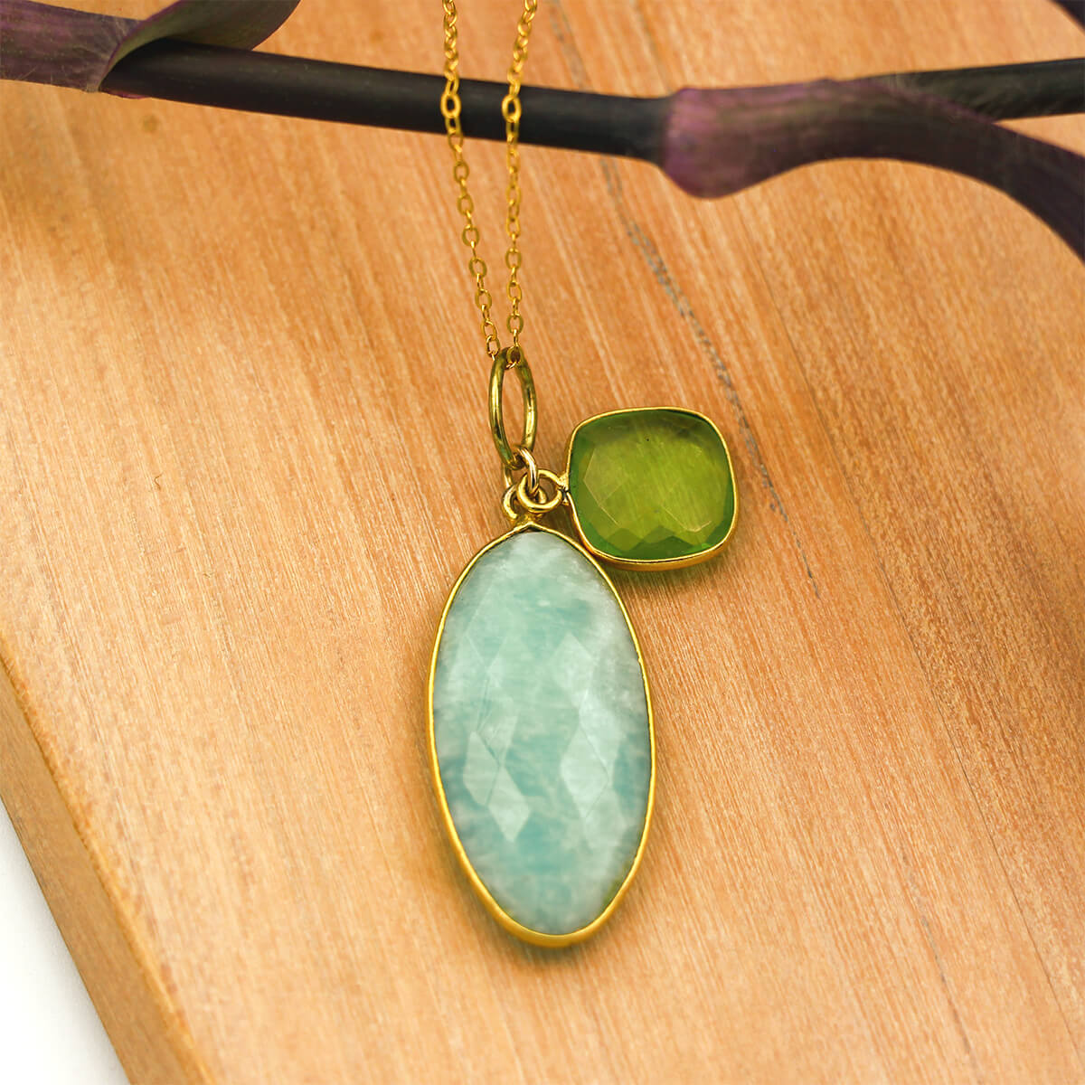 MOROKA Amazonite and Peridot Pendant