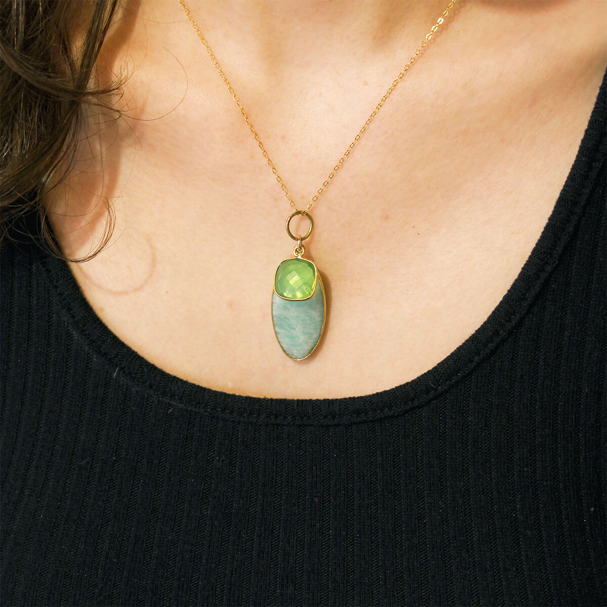 MOROKA Amazonite and Peridot Pendant