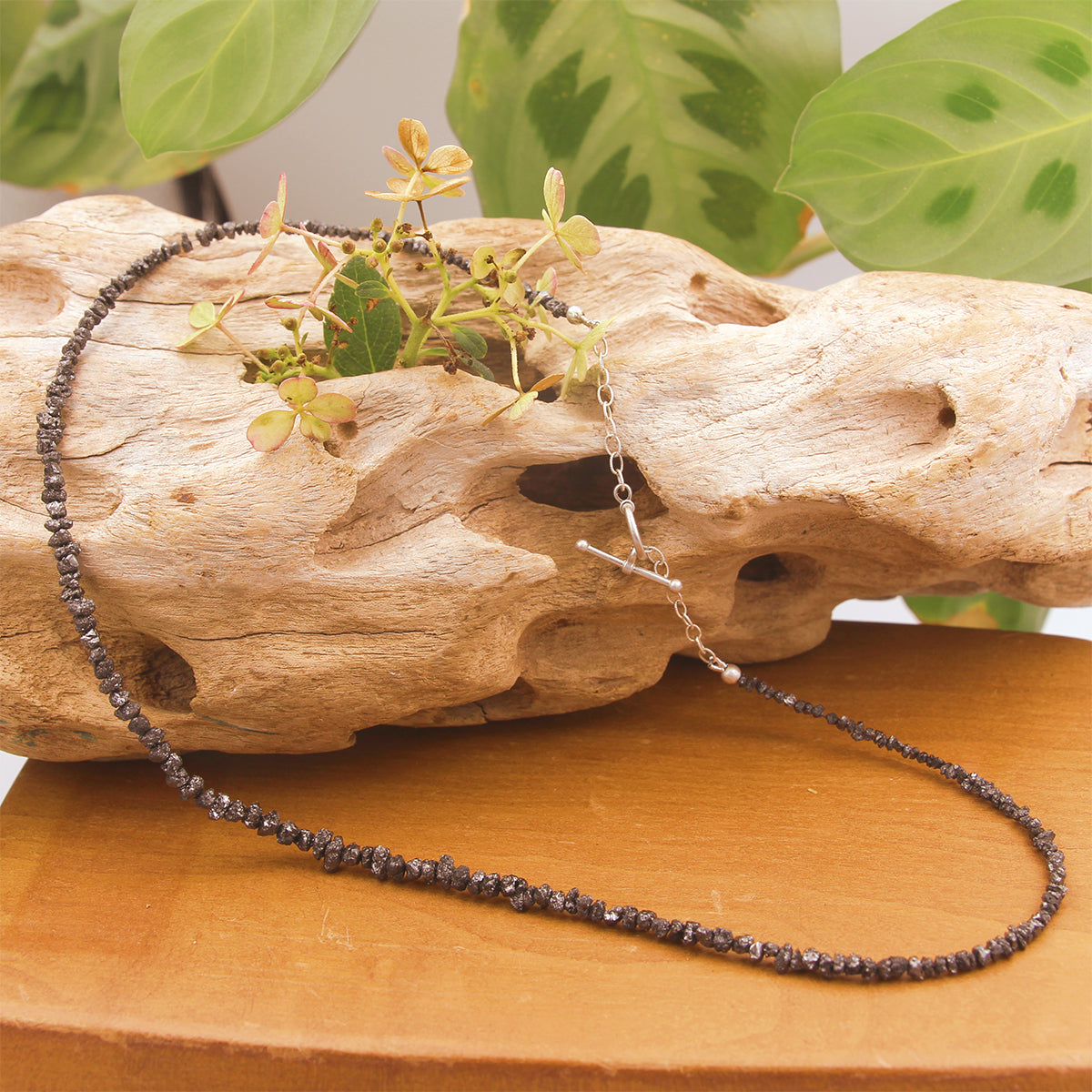 MOROKA Graduated Black Diamond Nugget Necklace