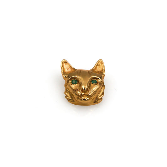 14K Yellow Gold and Emerald Cat Pin