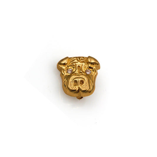 14K Yellow Gold and Diamond Dog Pin