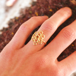 Vintage 14K Yellow Gold Lacy Top Ring