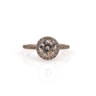 14K White Gold and Diamond Halo Engagement Ring