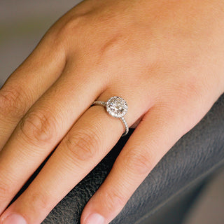 14K White Gold and Diamond Halo Engagement Ring