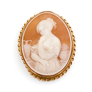 Estate 14K Yellow Gold Shell Cameo Pin/Pendant