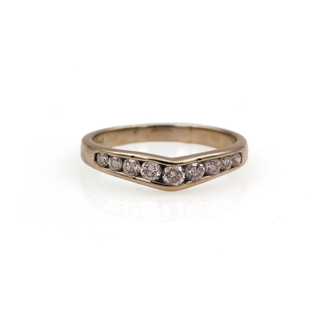 14K White Gold Diamond Contour Band