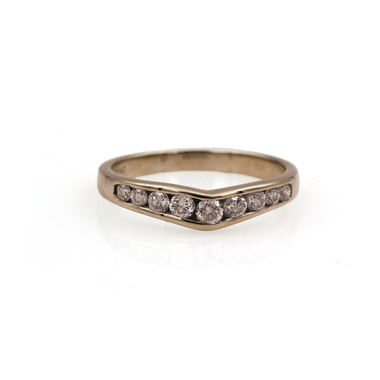14K White Gold Diamond Contour Band