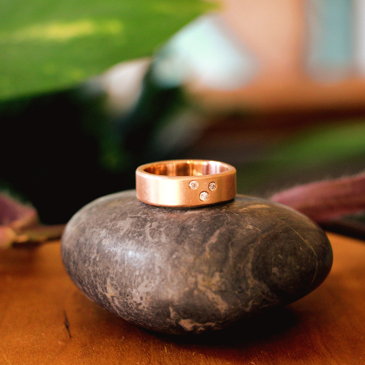 18K Rose Gold and Diamond Band