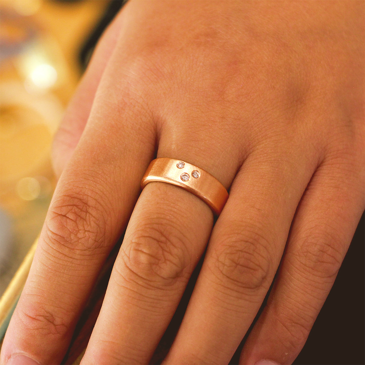 18K Rose Gold and Diamond Band