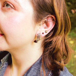 Sterling Silver and 14K Yellow Gold Garnet Drop Earrings