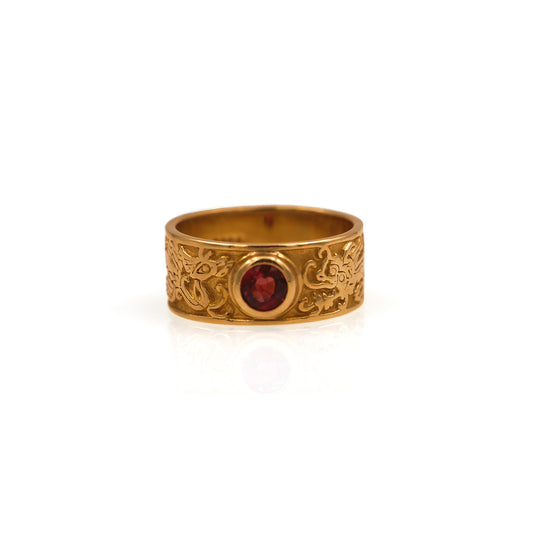 14K Yellow Gold and Ruby Dragon Ring