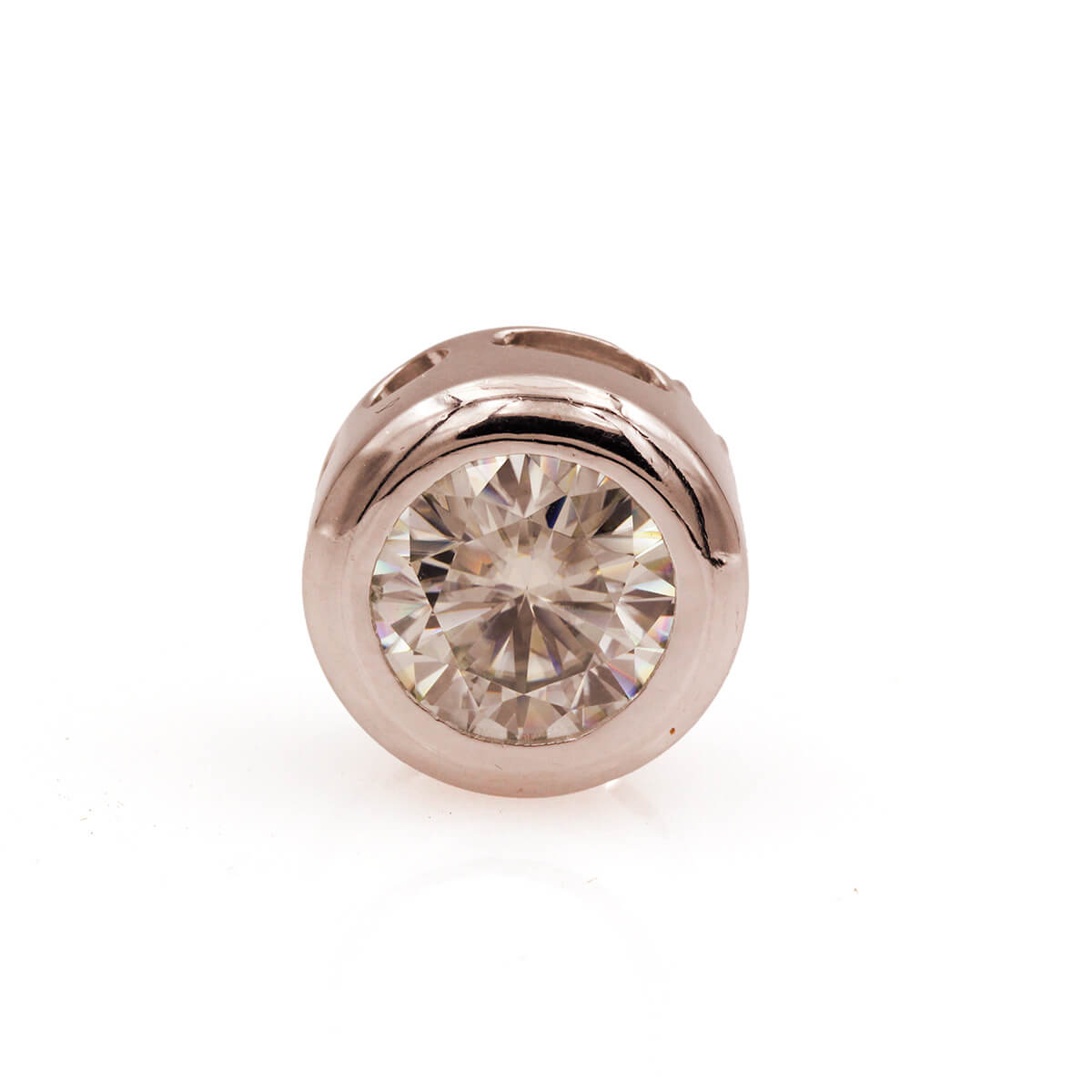 Platinum Moissanite Slide Pendant and Stud