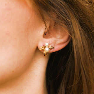 14K Yellow Gold Saltwater Cultured Pearl Non-Pierced Earrings