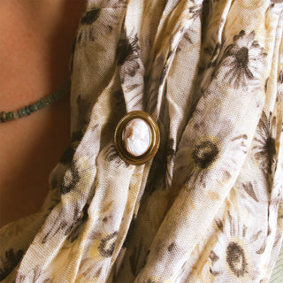 10K Yellow Gold Shell Cameo Pin/Pendant