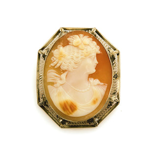14K White Gold Shell Cameo Pin/Pendant