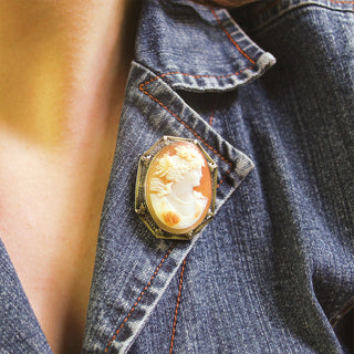 14K White Gold Shell Cameo Pin/Pendant