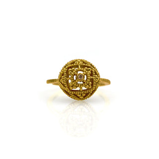18K Yellow Gold and Diamond Bauble Ring