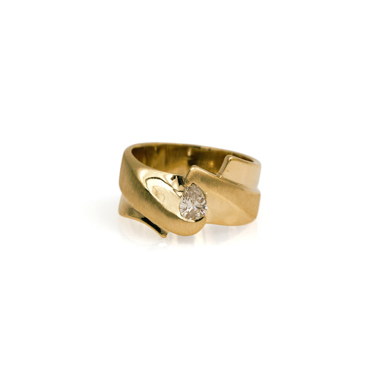 14K Yellow Gold Diamond Fashion Ring
