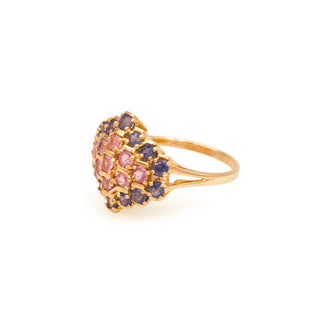 14K Yellow Gold Pink and Blue Sapphire Fashion Ring