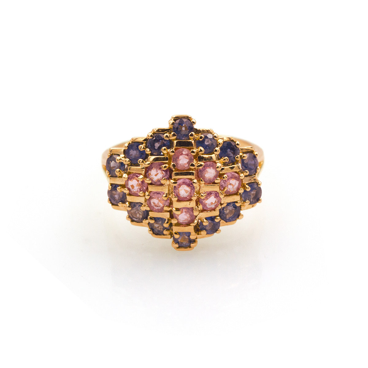 14K Yellow Gold Pink and Blue Sapphire Fashion Ring