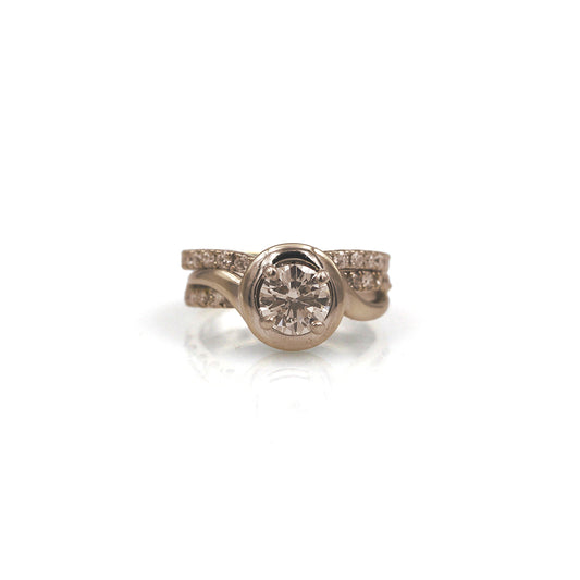 14K White Gold and Caro 74 Diamond Soldered Ring Set
