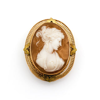 14K Rose and Yellow Gold Shell Cameo Pin/Pendant