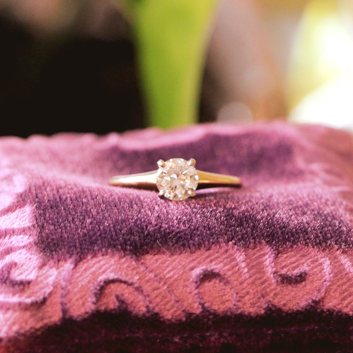 Estate 14K Yellow Gold and Platinum Diamond Ring