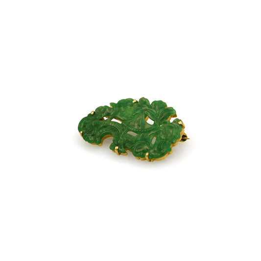 14K Yellow Gold Unenhanced Jadeite Pin