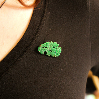 14K Yellow Gold Unenhanced Jadeite Pin