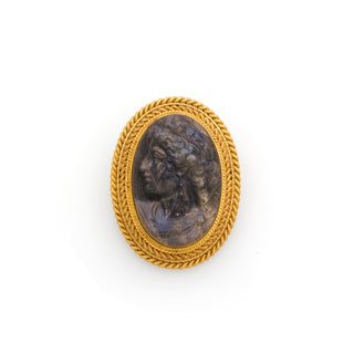18K/14K Yellow Gold and Labradorite Cameo Pin/Pendant