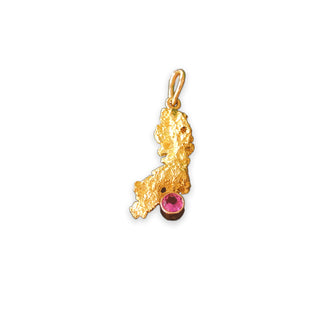 18K Yellow Gold and 14K Rose Gold Nugget and Pink Sapphire Pendant