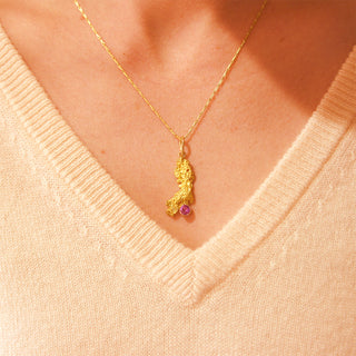 18K Yellow Gold and 14K Rose Gold Nugget and Pink Sapphire Pendant