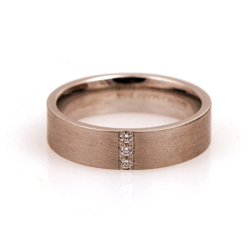 Satin 14K White Gold Diamond Band